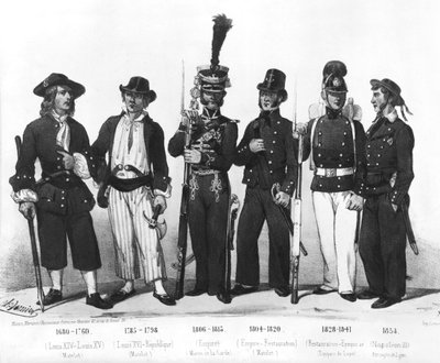 Kostuums van Franse mariniers van 1680 tot 1854 door Charles Vernier